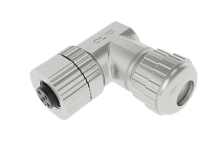 M12 4 PİN DİŞİ 90° METAL KONNEKTÖR OLVO - 1