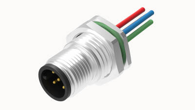 M12 A KOD 5 PİN ERKEK PANEL TİP PG9 ARKA MONTAJ 50 CM KABLOLU KONNEKTÖR OLVO - 1