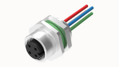 M12 A KOD 8 PİN DİŞİ PANEL TİP PG9 ÖN MONTAJ 50 CM KABLOLU KONNEKTÖR OLVO - 1