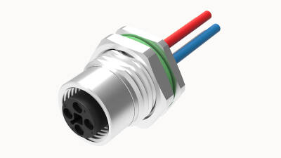 M12 T KOD 4 PİN DİŞİ PANEL TİP PG9 ARKA MONTAJ 50 CM KABLOLU KONNEKTÖR OLVO - 1